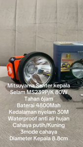 Mitsuyama MS-239P 80W Super Terang Senter Selam Diving Tahan Air 6 Jam - Biru Tua