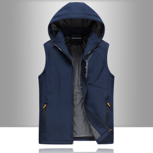 เสื้อกั๊กผ้าอ้อมขนแกะสำหรับผู้ชาย ฤดูใบไม้ร่วง/ฤดูหนาว ออกกำลังกายกลางแจ้ง อบอุ่น กันลม กันลม แจ็คเก็ตแบบมีฮู้ด แจ็คเก็ตแบบมีฮู้ด