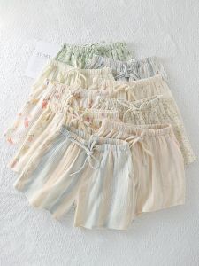 Pure Cotton Shorts Home Pants Womens Summer Lightweight Casual Cotton Cloth Sleepwear Three-Quarter Length Comfortable Shorts