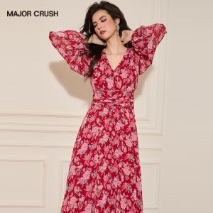 French Style Floral Long Sleeve Dress