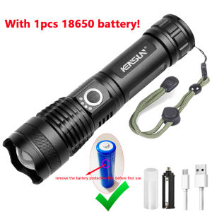 High Power 4-Core XHP50 LED Flashlight Type-C Rechargeable Torch Zoom Hand Lantern 18650 For Camping Outdoor & Emergency Use ﻿