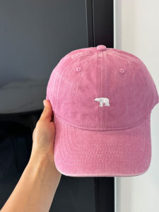 Mũ Bóng Chày Cotton Màu Hồng Cổ Điển Phong Cách Hàn Quốc Cho Nữ Mùa Xuân Hè Che Nắng Nhỏ Khuôn Mặt Thêu Gấu Bắc Cực Mũ Nồi