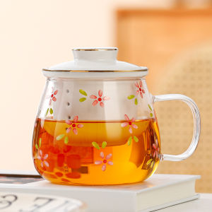 High Borosilicate Glass Tea Water Separation Cup Drinking Glass Filtered Tea Cup Creative Country Style 400ml Capacity for Home