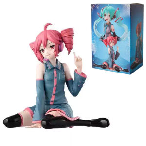 Bandai | Anime Kasane Teto Action Figure Pink Hair Virtual Idol Sitting Pose Statue Kawaii Character Collectible Ornament for Home Decor