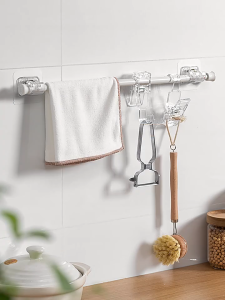 ตะขอยึดราวม่าน ราวผ้าม่าน ม่านกั้นห้อง คลิปยึดราวม่าน ไม่ต้องเจาะผนัง สำหรับห้องครัว 1แพ้ค 2 ชิ้น 2pcs curtain rod holder