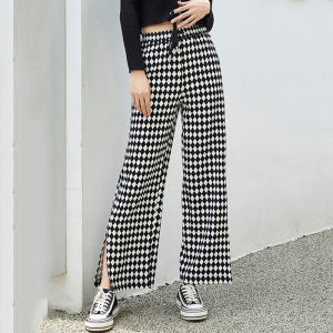 ลำลอง ขากว้าง กางเกงวอร์ม ทรงตรง สวมใส่สบาย ฤดูใบไม้ผลิ ฤดูใบไม้ร่วง แฟชั่นสตรี โพลีเอสเตอร์ ใยสังเคราะห์ 100 ธรรมชาติ เอว ดีไซน์