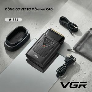 VGR | Máy Cạo Râu Chuyên Nghiệp VGR V-334 Dành Cho Nam Máy Cạo Râu Điện Cầm Tay Công Suất Cao Với Động Cơ Vector Lưỡi Kép Cạo Ướt/khô Máy Tỉa Râu Sạc Điện.