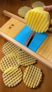 Fries Grid Stainless Potato Grid Steel Potato Kitchen Wooden Home Chip Shred Potato Vegetable French Gadget Cutter Grater Slicer