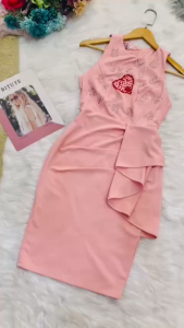 MyDu Shop | Đầm Ôm MS 2320 – Kiêu Sa Với Bèo Eo & Trái Tim Pha Lê Độc Đáo