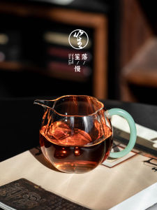 Luo Sheng High-End Large Glass Tea Cup with Side Handle Thickened Single Brew Tea Sea Tea Set Heat-Resistant Independent Real Shot