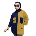 KAOS WANITA MIX DUA WARNA DENGAN VARIASI SAKU CANTIK TERBARU DARI FASHION TOP WANITA BERBAHAN KATUN COMBAT 20S //KAOS OVERSIZE FIT L DAN XXL. 