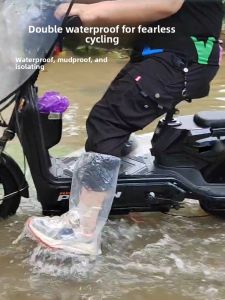 Extra Thick Waterproof Rain Boot Covers Mens Womens Outdoor High Tube Adult Wear-Once Anti-Slip Fall Winter Traction