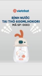 Bình Nước Tai Thỏ Dung Tích 600 ML Có Ống Hút Chống Sặc Cao Cấp