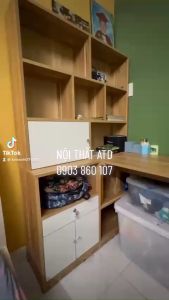 Kệ sách liền bàn học gỗ min cao cấp chống trầy giá rẻ mẫu bàn đẹp thông minh