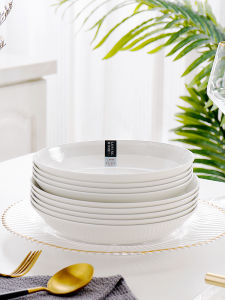 Luxury Bone China Dish Set for Home Use 10 Pieces Deep Cooking Plate Microwave Safe 7 8 Inches round Shape European Style