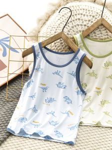 Kids Vest Summer Boys Thin Breathable Bottoming Shirt Childrens Western Style Dinosaur Sleeveless Sling Tops Tide