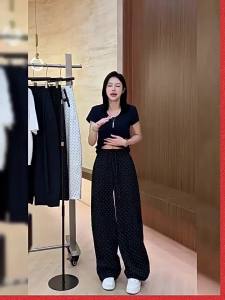 XIANGHOUMINCHU | Polka Dot Ice Silk Trousers