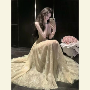 SHANGSHA | Elegant Lace Strap French Dress