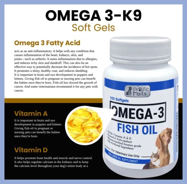 Pure Deep Sea Fish Oil Omega 3 K9 (100 Softgels For Dogs & Cats