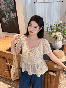 MASISI | Áo Blouse Mùa Hè Dáng Rộng Kích Dẫn Eo Phối Ren Hoa Size Lớn