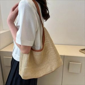 COD Alisa.Sonya Women Straw Woven Summer Beach Bag Tote Shoulder Handmade Weaving Handbag