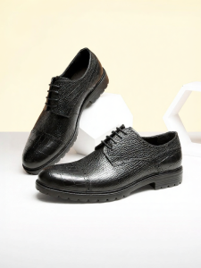 Stylish Formal Leather Shoes Alligator Pattern Round Toe Light Sole