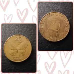 100% Authentic 1994 Butterfly Series Philippines 25 sentimo old coin no defects Good Condition *Catalogue #0221 *Actual Pictures Taken No Stock Photos *Free Shipping with tracking number