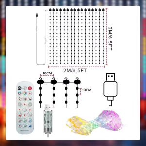 Smart LED Curtain Light APP Control RGB Dimmable DIY Pattern Music Ambient Lighting For Home Holiday Party Christmas Decoration