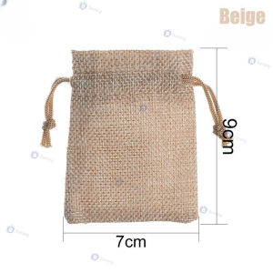 【10pcs】Solid Color Linen Strap Bag Burlap Bag Lace Bag Reusable Wedding Jewelry Candy Bag
