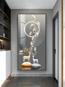 Tranh Treo Tường Canh Hồng Ruby/ Tranh Hưu Nai Tài Lộc/ Tranh Treo Phòng Khách Hành Lang Lối Đi/ Tranh Tráng Gương Cao Cấp