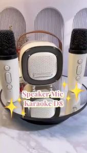 Speaker Bluetooth Plus Mic Actual Bluetooth Mini Speaker Portable Karaoke Speaker with 2 MIC 1 SET RGB Lampu Home KTV Kecil karokean Speaker Bluetooth MP3 Player Full Bass Wireless Loudspeaker Rumah