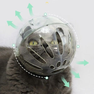 HATELI Breathable Cat Head Cover Sturdy Muzzle Mask Space Hood Ball-shaped Kitten Protective Helmet Anti-bite Anti-Licking Pet Grooming Supplies Cat Muzzle
