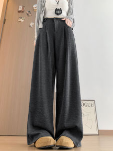Gray Suit Style High Waist Loose Wide Leg Pants Womens Autumn 2025 New Leisure Straight Cut Drapey Comfortable Trousers
