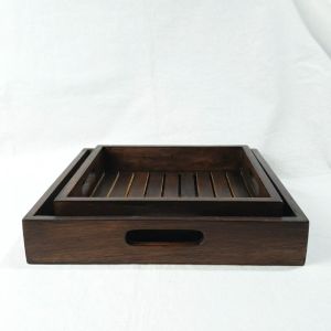 LusioSB Nampan Kayu Jati Premium Hotel Wooden Tray Nampan Saji Dark Brown