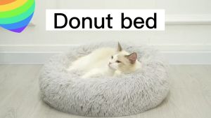 GATA Cat Dog Pet Bed Mat Sleeping Round Donut Long Plush Soft Fluffy Cushion Kucing Tidur Katil