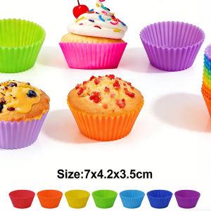 6-30Pcs Round Heat-resistant Silicone Cake Mold Pudding Jelly Cup Reusable Baking Tool for Airs Fryer Muffin Cupcake DIY
