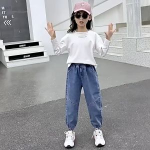 Kids Pants for Girls Simple Denim Trousers Slim Fit Jogging Pants High Quality Pants for Kids 3 to 15 Girls