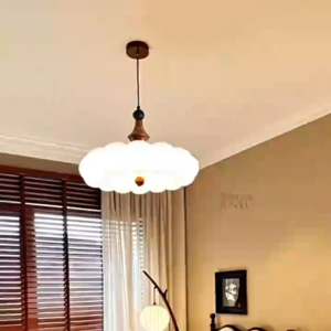 LED Hanging Light Cream Style Lotus Leaf Pendant Light Tri-Color Drop Light for Bedroom Dining Room