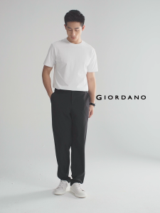 GIORDANO ผู้ชาย กางเกงยืด 4 ทิศทาง กางเกงขายาวน้ำหนักเบา เอวยางยืดครึ่งตัว 4 กระเป๋า กางเกงขายาวแฟชั่นเรียบง่ายพื้นฐาน 13115121