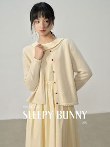 30 Wool Wavy Edge Knitted Cardigan Sweater Women Loose
