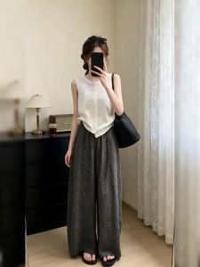Ge·an·fei | 2026 New White Sleeveless Top and Wide Leg Pants Set
