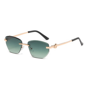 JN IMPRESSION New Rimless Polygonal Gradient Glasses Driving Sunglasses