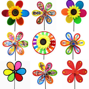 New Childrens Handheld Large Windmill Toy Outdoor Plastic Colorful Sunflower Decorative Windmill Street Stall Hit Traditional Toy
