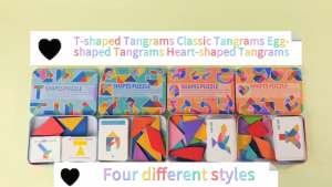 Trip toys Wooden classic Shape Puzzle Tangram With Tin Box Colour & Shape Recognition Educational Puzzle For Kids Age 3+ Montessori Learning Gift
