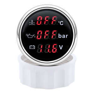 RYSJM | 3 IN 1 Water Temperature Gauge + Oil Pressure Gauge + Voltmeter 12V 52mm Triple Gauge Kit Digital Temperature Motorcycle