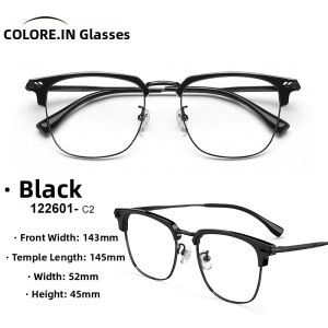 Colore.in | Titanium Lightweight Mens Semi-Rim Glasses Frame