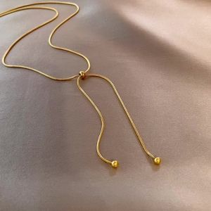 DIEYURO Stainless Steel Retro Creative Unique Design Adjustable Necklace Female Fashion Simple All-match Gold Clavicle Chain
