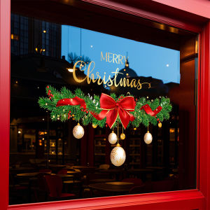 1Pc45Cm*60Cm Christmas Decorative Window Stickers Bow Waistline Glass Stickers Holiday Party Atmosphere Scene Layout a Whole Electrostatic Window Grilles
