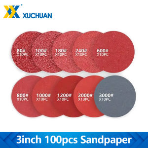 100PCS 3 Inch 75mm Sandpaper 80-3000 Grit Hook and Loop Sanding Discs for Drill Grinder Rotary Tools and Wood Polishing