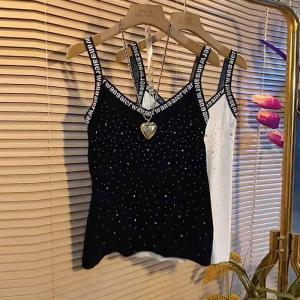 Fat Sister Hot Drilling Minimalist Slim-Fitting Suspenders Vest XL plus Size Womens Clothes K-style 2023 New Arrival Easiest for Match Bottoming Shirt